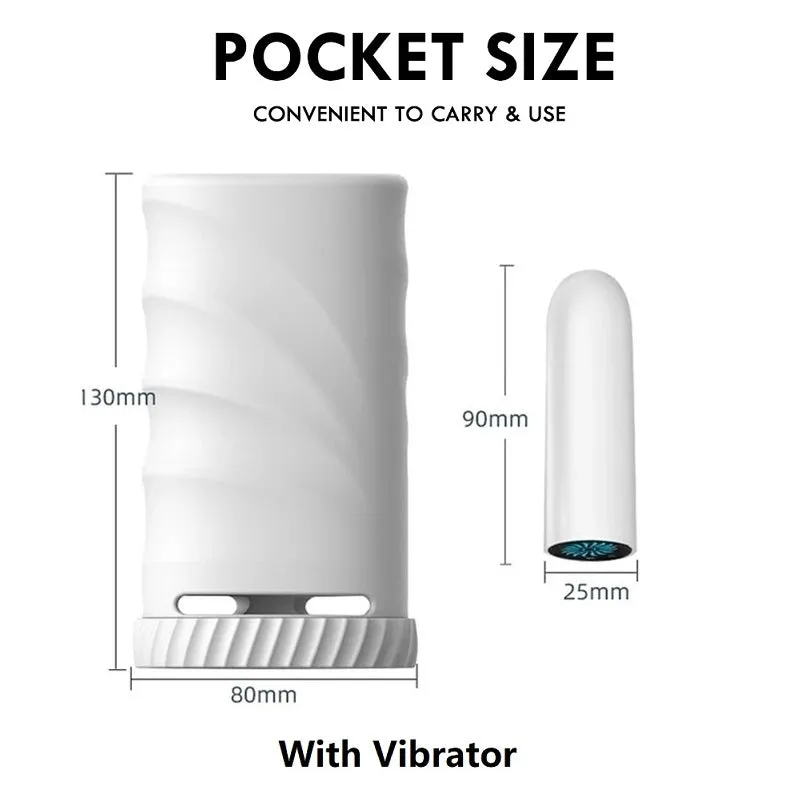 Vibrating Pocket Pussy Male Masturbator - 3 Open Lifelike Vaginal Penis Massage Sex Toy