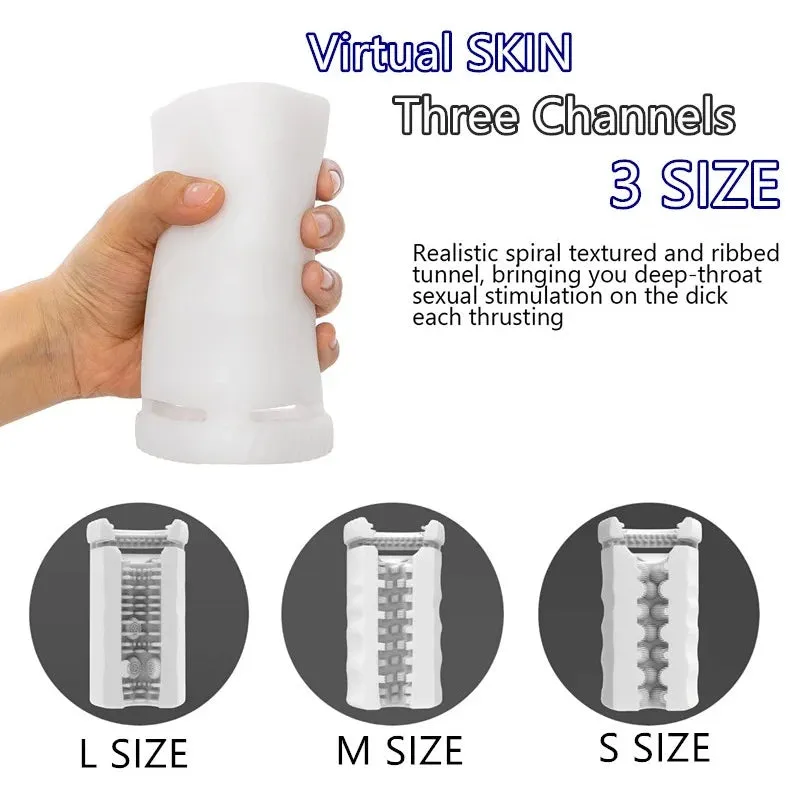 Vibrating Pocket Pussy Male Masturbator - 3 Open Lifelike Vaginal Penis Massage Sex Toy