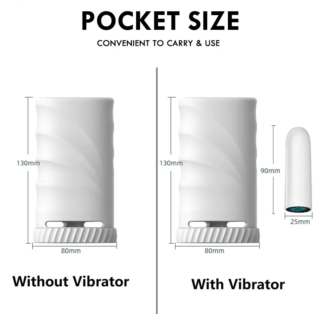 Vibrating Pocket Pussy Male Masturbator - 3 Open Lifelike Vaginal Penis Massage Sex Toy